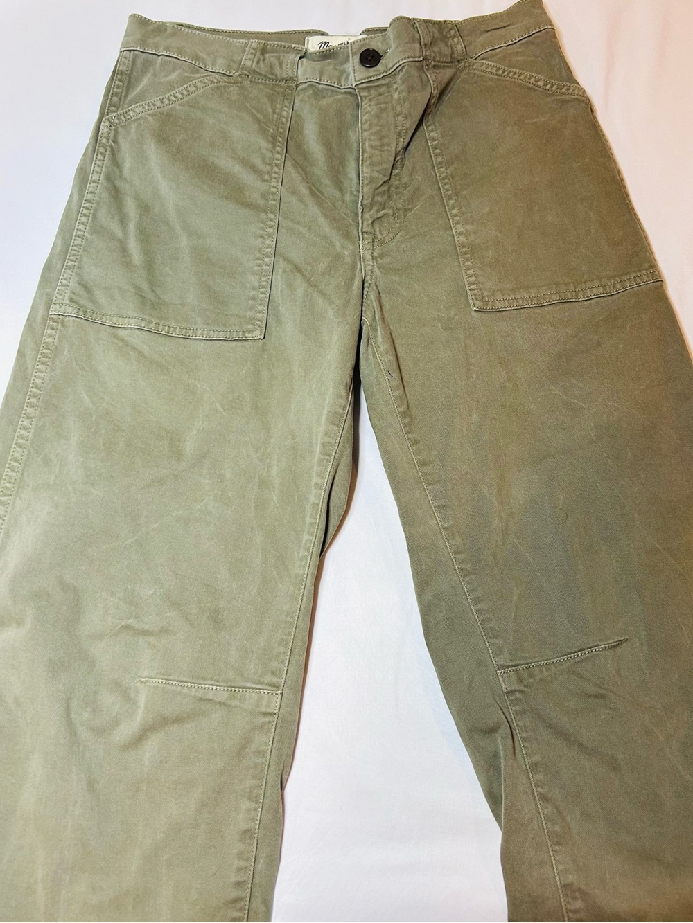 Madewell women’s Cargo Utility Pant Olive Green Size 27 Stretch